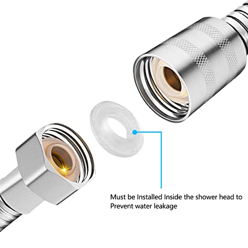 Gvolatee Manguera Ducha 1.5 m, Acero Inoxidable Flexible Cable Ducha Largo Universal, Resistente Presión Antitorceduras Prueba Fugas Anti-Rotura, Universal Rosca Hembra 1/2”, con Conectores de Latón