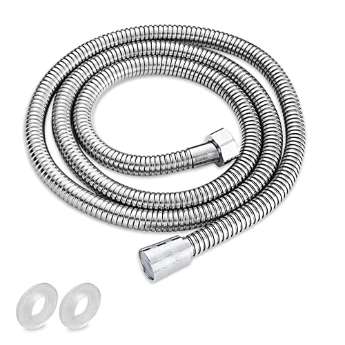 Gvolatee Manguera Ducha 1.5 m, Acero Inoxidable Flexible Cable Ducha Largo Universal, Resistente Presión Antitorceduras Prueba Fugas Anti-Rotura, Universal Rosca Hembra 1/2”, con Conectores de Latón