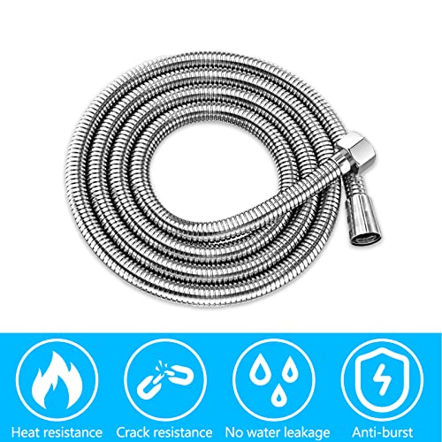 Gvolatee Manguera Ducha 1.5 m, Acero Inoxidable Flexible Cable Ducha Largo Universal, Resistente Presión Antitorceduras Prueba Fugas Anti-Rotura, Universal Rosca Hembra 1/2”, con Conectores de Latón