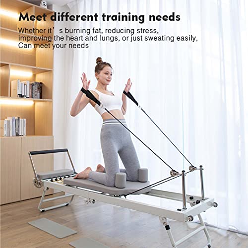 Gvqng MáQuina Reformadora De Pilates, Plegable Equipo De MáQuina De Pilates para Casa, Equipo De Yoga para Ejercicios, Multifuncional Cama De Yoga Plegable, Intensidad Ajustable