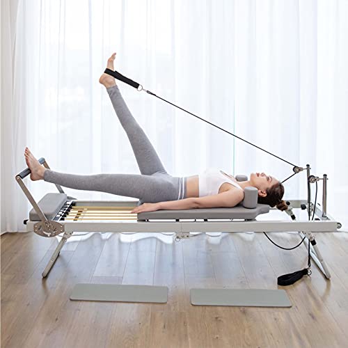 Gvqng MáQuina Reformadora De Pilates, Plegable Equipo De MáQuina De Pilates para Casa, Equipo De Yoga para Ejercicios, Multifuncional Cama De Yoga Plegable, Intensidad Ajustable