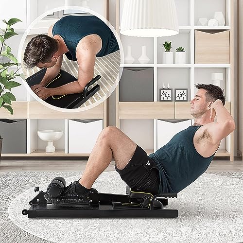 GYMAX Máquina para Sentadillas Profundas, Máquina Gimnasio, Altura Ajustable Ejercicios Entrenador de Piernas para Gimnasio Hogar Carga hasta 120kg, Negro