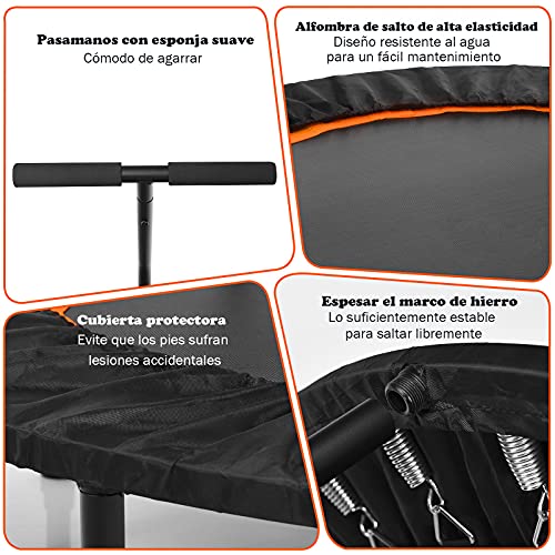 GYMAX Mini Trampolín de Ø120 cm Cama Elástica Fitness Trampolín Plegable para Exterior Interior, para Hacer Ejercicio, Trampolines para Adultos y Niños (Naranja)