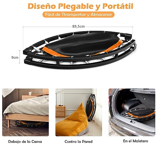 GYMAX Mini Trampolín de Ø120 cm Cama Elástica Fitness Trampolín Plegable para Exterior Interior, para Hacer Ejercicio, Trampolines para Adultos y Niños (Naranja)