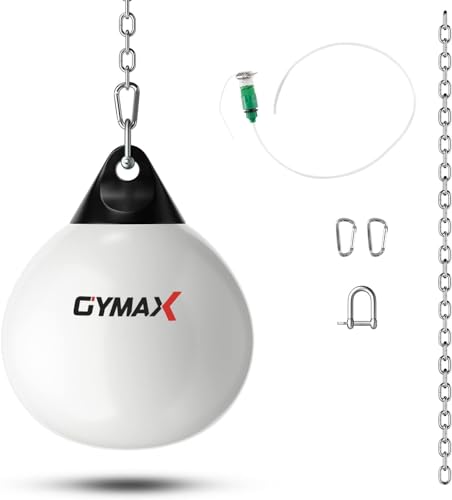 GYMAX Saco de Boxeo de Agua, Saco de Boxeo Pesado de 45 cm y 50 kg con Cadena Metálica Ajustable, Manguera Llena de Agua, Saco de Entrenamiento Acuático para Adultos y Niños (Blanco)