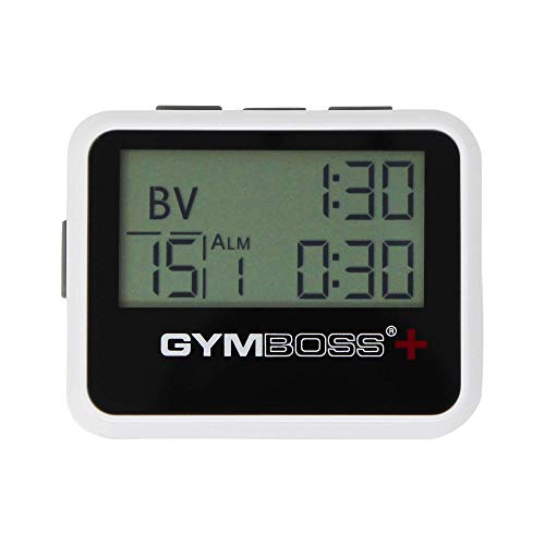 Gymboss Plus Interval Timer and Stopwatch and Gymboss Watchstrap - Bundle (Blanco/Gris)