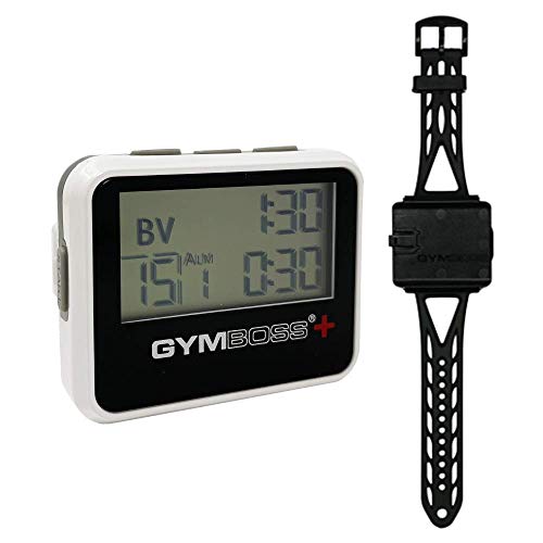 Gymboss Plus Interval Timer and Stopwatch and Gymboss Watchstrap - Bundle (Blanco/Gris)