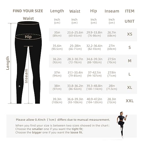 GymCope Leggings para Mujer Pantalones Largo Negro con Bolsillo, Mallas Deporte Push up Elásticos Cintura Alta Control de Barriga para Yoga, Pilates, Fitness, Danza, Gimnasio, Correr (S)