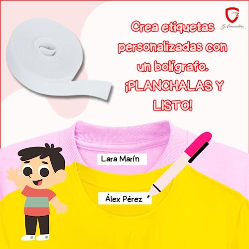 GzCommodities 3M Cinta de Algodón Personalizable Termoadhesiva para el Día del Padre, Para Niños y Para Etiquetar Con Nombre y Marcar en el Cole la Ropa