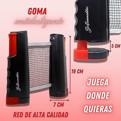 GzCommodities Ping Pong Set con Red portátil, 2 Raquetas de Tenis de Mesa, 6 Pelotas, 1 estuche para el Transporte