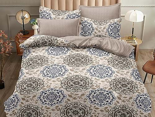 H HANSEL HOME Funda Nordica Cama 90 de 3 Piezas Transpirable Suave al Tacto 100% Microfibra, Funda Edredón 150x220cm, Bajera 90x200cm con 1 Funda de Almohada 50x110cm - Mandala