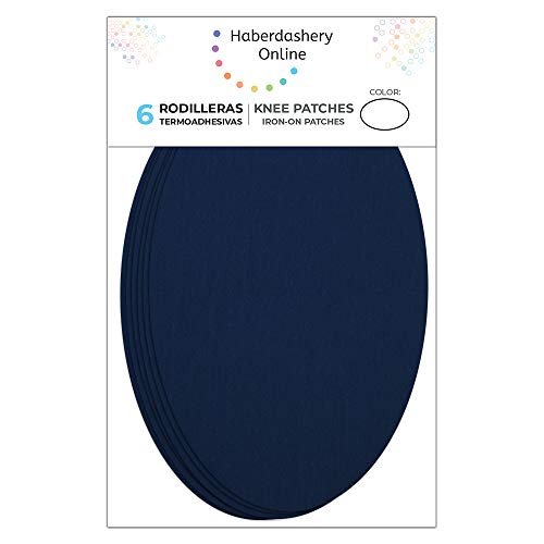 Haberdashery Online 6 Rodilleras Color Marino Claro termoadhesivas de Plancha. Coderas para Proteger tu Ropa y reparación de Pantalones, Chaquetas, Jerseys, Camisas. 16 x 10 cm. RP1C