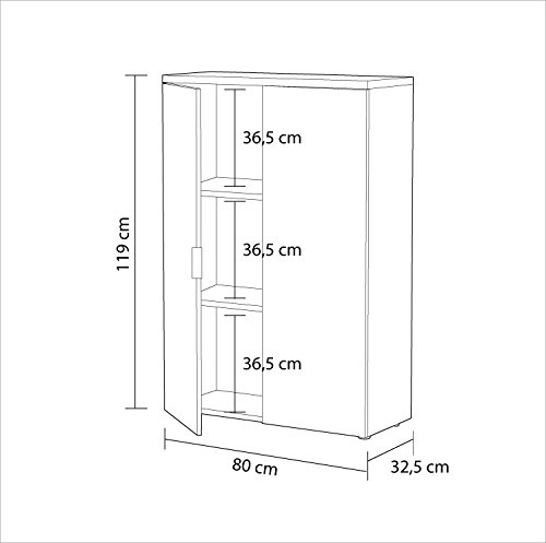 Habitdesign 0F5655A - Mueble Auxiliar Despacho, Armario Estudio, Modelo Office, Acabado en Blanco Artik y Roble Canadian, Medidas: 119 cm (Alto) x 80 cm (Ancho) x 32,5 cm (Fondo)