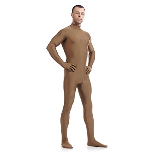 HABKRAB Hombres Zentai Body Lycra Mono Sin Capucha Adultos Leotardo Traje De Cuerpo Completo Unitard Fancy Dress Catsuit Halloween Navidad (Color : Brown, Size : Adult - XXL)