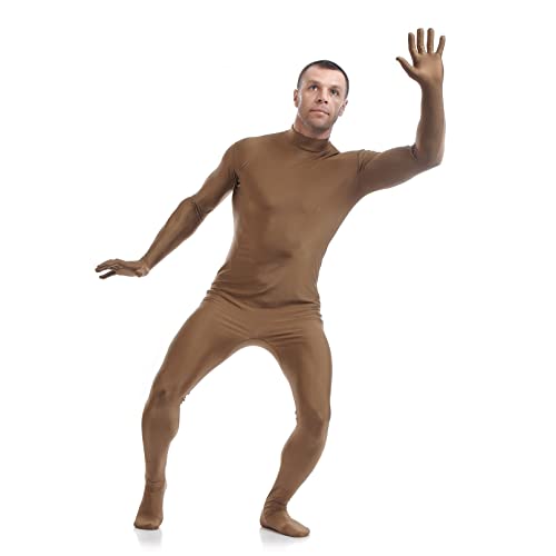 HABKRAB Hombres Zentai Body Lycra Mono Sin Capucha Adultos Leotardo Traje De Cuerpo Completo Unitard Fancy Dress Catsuit Halloween Navidad (Color : Brown, Size : Adult - XXL)