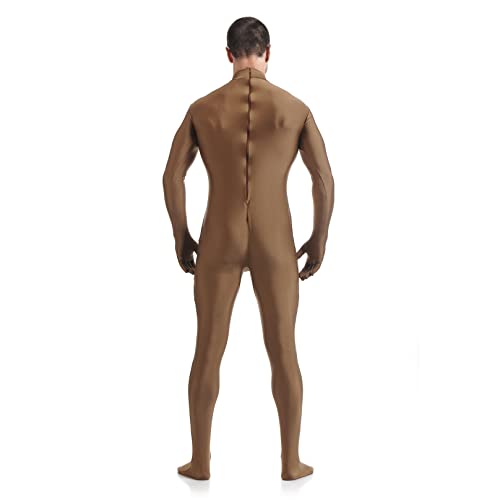 HABKRAB Hombres Zentai Body Lycra Mono Sin Capucha Adultos Leotardo Traje De Cuerpo Completo Unitard Fancy Dress Catsuit Halloween Navidad (Color : Brown, Size : Adult - XXL)