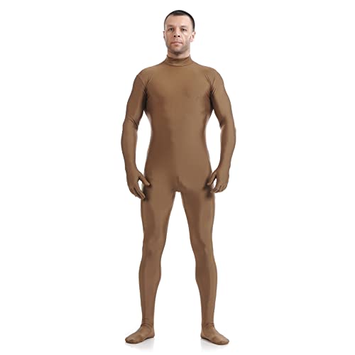 HABKRAB Hombres Zentai Body Lycra Mono Sin Capucha Adultos Leotardo Traje De Cuerpo Completo Unitard Fancy Dress Catsuit Halloween Navidad (Color : Brown, Size : Adult - XXL)