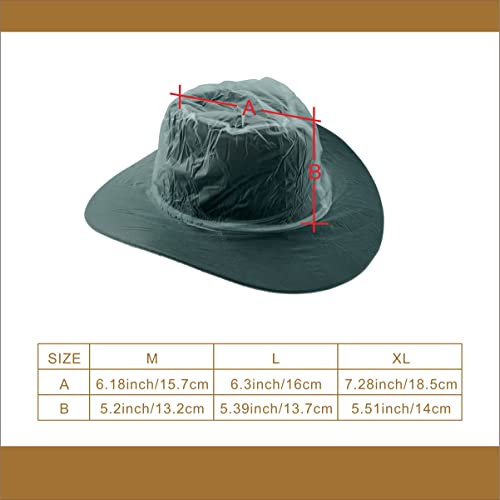 HAIBEIR Cubierta de lluvia para sombrero, protector de PVC, 2 piezas, cubierta elástica transparente para hombres y mujeres, sombreros de vaquero Western Sun Fedora, transparente, M