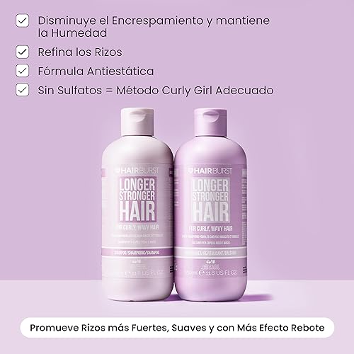 HAIRBURST Champú y acondicionador para rizos - Sin sulfatos/parabenos, método CGM - Aminoácidos, almendra, aceite de cereza - Anti-encrespamiento e hidratante