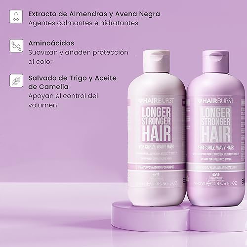 HAIRBURST Champú y acondicionador para rizos - Sin sulfatos/parabenos, método CGM - Aminoácidos, almendra, aceite de cereza - Anti-encrespamiento e hidratante