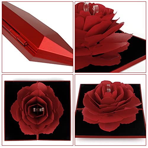 Haisheng Caja de Anillo Caja Joyero Caja Anillo Regalo San Valentin Caja Anillo Mini 3d Caja Anillo Romantica Caja de Anillo Rosa para El Regalo Sorpresa Boda Día de San Valentín (12 * 6.6 * 2.2CM)