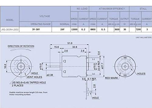 HALJIA DC 12V 12000RPM 365 Micro Motor Mini Magnético Pequeño Motor 365 para Smart Cars Secador de pelo DIY Juguetes