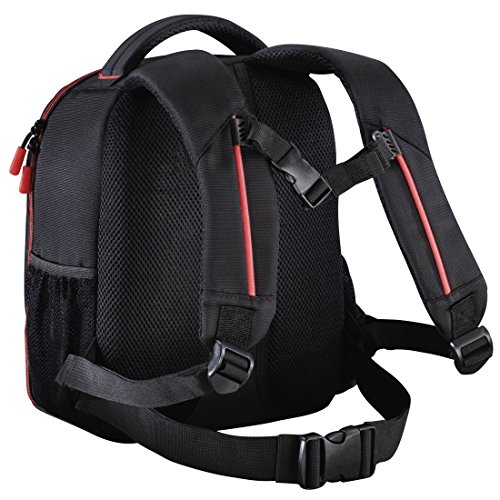 Hama Miami - Mochila para equipo fotográfico (Funda tipo mochila, Universal, Negro, Rojo), 00139856