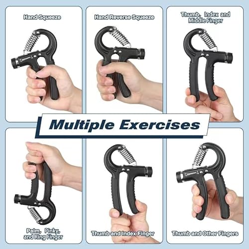 Hand Grip 2 Piezas, Antebrazos Fortalecer Ajustable 5-60kg, Ejercitador de Manos, Fortalecedores de Mano para Entrenar el Agarre, la Fuerza de Los Dedos, la Muñeca,Dedos