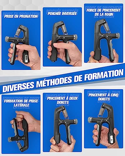 Hand Grip,Antebrazo Ejercitar,Ejercitador de Manos de 10-100kg,Entrenador de conteo Inteligente,Fortalecedor de Agarre para Entrenar el Agarre, la Fuerza, la Muñeca, el Antebrazos Fortalecer,Negro