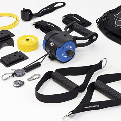 Handy Gym Evolution Elite,Gimnasio de bolsillo, entrenamiento excéntrico y concéntrico, tecnología de volante Elite (15 piezas)