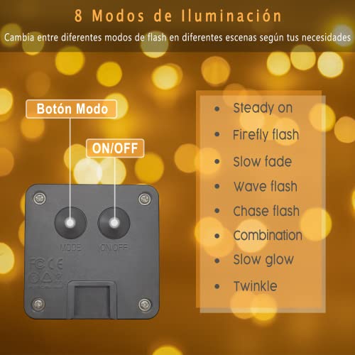 hangyiwei 【2 Packs】Luces Solares LED Exterior,17M 150LED Guirnaldas Luces, 8 Modos, a Prueba de Agua Cadena de Luces para Interior/Jardín/Fiesta/Festivales/Árbol