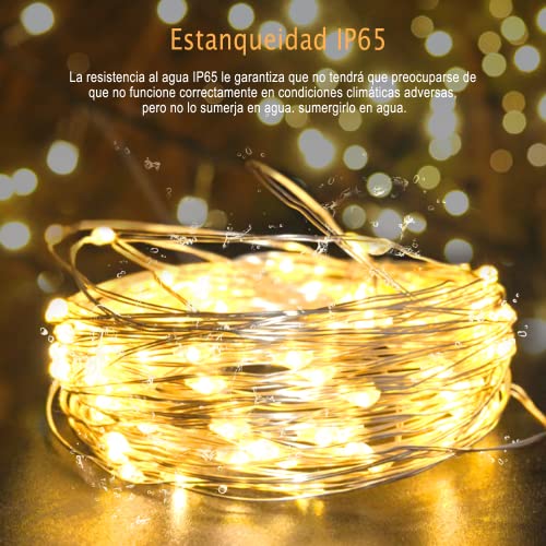 hangyiwei 【2 Packs】Luces Solares LED Exterior,17M 150LED Guirnaldas Luces, 8 Modos, a Prueba de Agua Cadena de Luces para Interior/Jardín/Fiesta/Festivales/Árbol