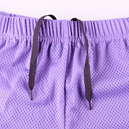 Hanyomo Mujer Fitness Malla Corriendo Pantalones Cortos Retro Yoga Culturismo Ligero Atlético Bermudas Púrpura XL