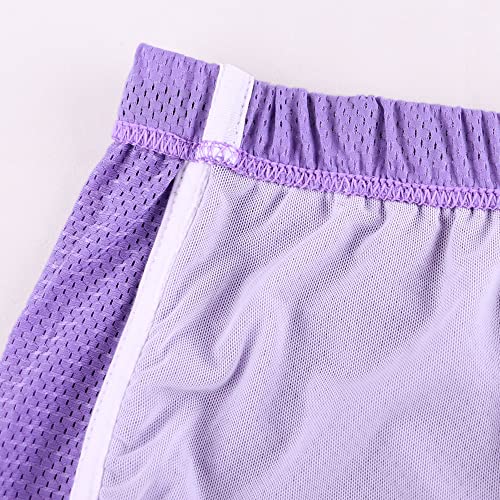 Hanyomo Mujer Fitness Malla Corriendo Pantalones Cortos Retro Yoga Culturismo Ligero Atlético Bermudas Púrpura XL