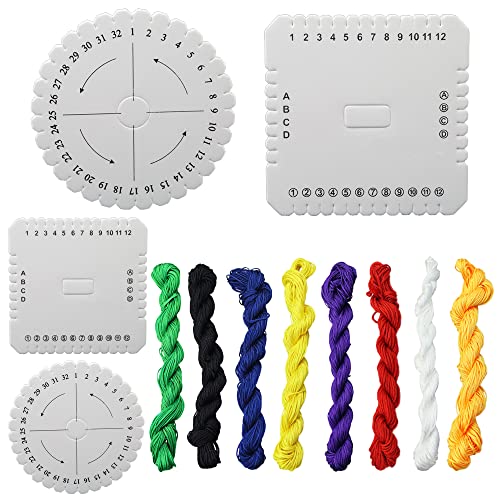 HAOBIN 12 Piezas Kumihimo Redondo Disco Trenzado Tejer Disco Kumihimo Disk Macrame Kumihimo Kit De Disco Cuadrada Redonda Con Disco Kumihimo Pulsera CordóN Trenzado Encaje Bandeja Trenzada Tejida Mano