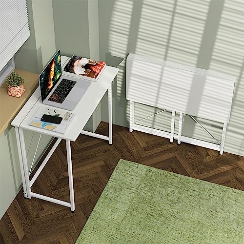 HaodaCulture Mesa Plegable Escritorio,Mesa Ordenador pequeña Mesa de Escritorio Plegable de Escritorio de Ordenador Plegable pequeña Mesa de Ordenador Mesa de Trabajo para Oficina doméstica (Blanco)