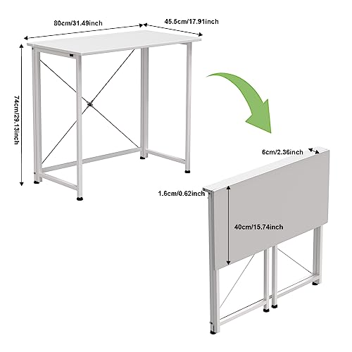 HaodaCulture Mesa Plegable Escritorio,Mesa Ordenador pequeña Mesa de Escritorio Plegable de Escritorio de Ordenador Plegable pequeña Mesa de Ordenador Mesa de Trabajo para Oficina doméstica (Blanco)