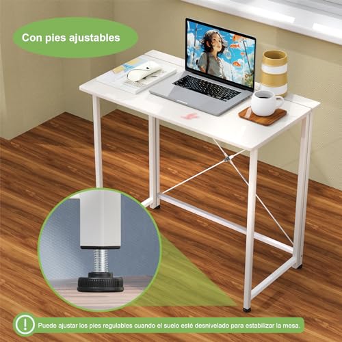 HaodaCulture Mesa Plegable Escritorio,Mesa Ordenador pequeña Mesa de Escritorio Plegable de Escritorio de Ordenador Plegable pequeña Mesa de Ordenador Mesa de Trabajo para Oficina doméstica (Blanco)