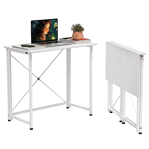 HaodaCulture Mesa Plegable Escritorio,Mesa Ordenador pequeña Mesa de Escritorio Plegable de Escritorio de Ordenador Plegable pequeña Mesa de Ordenador Mesa de Trabajo para Oficina doméstica (Blanco)