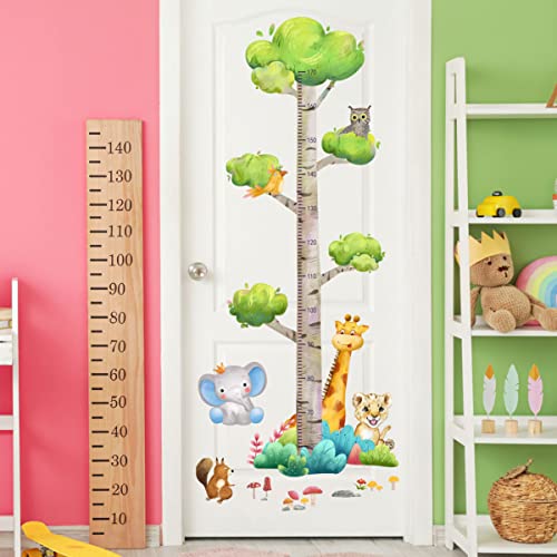 HaoFuJi Pegatinas Infantiles Pared medidor niños pared Flores Plantas Árbol Salon Adhesivos Pared Animales Jirafa Elefante León Decoracion Salones Comedor Habitación Niños Bebés Guardería Dormitorio