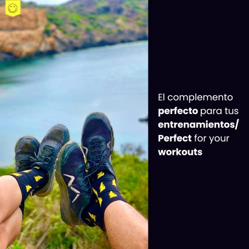 HappyTraining Calcetines Deportivos 100% Técnicos I'm a Superhero Talla M, transpirables, termorreguladores, talón y puntera reforzado, perfectos para running, crossfit, ciclismo, gimnasio, pádel