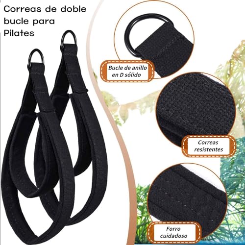 harayaa 2X Correas de Pilates para Reformer D Anillos Correas Pilates Correas de Doble Bucle para Gimnasia, Rosado