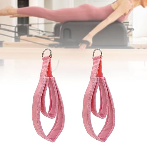 harayaa 2X Correas de Pilates para Reformer D Anillos Correas Pilates Correas de Doble Bucle para Gimnasia, Rosado