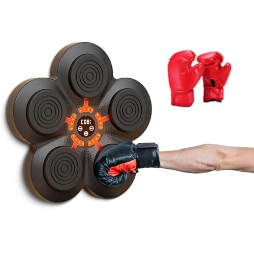 harayaa Máquina de Entrenamiento de Boxeo con música, máquina de Boxeo con música, Objetivo de Pared para niños y Adultos, Entrenador de Boxeo rítmico para, con Guantes para Adultos