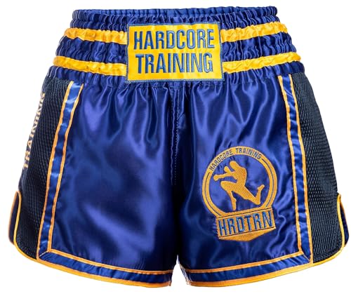 Hardcore Training Muay Thai - Pantalones cortos para hombre, color azul, azul, L