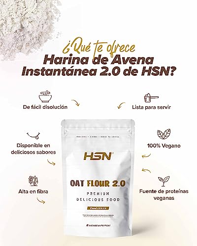 Harina de Avena de Sabores de HSN | Sabor Brownie 3 Kg = 60 Tomas por Envase - Instant Oatmeal - Ideal Tortitas de Avena y Claras, Batidos | Sin Azúcares añadidos