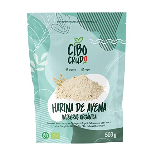 Harina de Avena Ecológica Integral En Polvo - 500g. Harina Avena Integral Molida en Polvo Sabores Neutro sin Gluten. Harina Proteica para Pizza Pasta o Dulces como Pancakes.