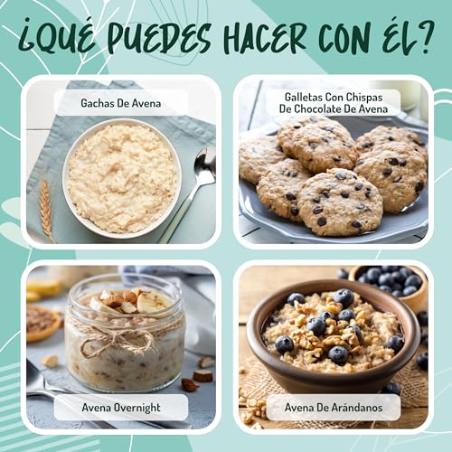 Harina de Avena Ecológica Integral En Polvo - 500g. Harina Avena Integral Molida en Polvo Sabores Neutro sin Gluten. Harina Proteica para Pizza Pasta o Dulces como Pancakes.