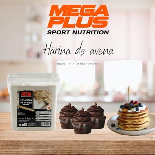 Harina de Avena Mega Plus 2kg: Energia Sostenida y Nutricion Completa para Deportistas con Carbohidratos, Proteínas y Vitaminas Esenciales, Sin Azucar Añadido, 6 Sabores (Brownie)