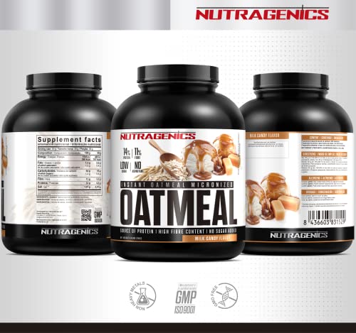 Harina de avena sabores - Nutragenics Instant Oatmeal 2 kg - Avena Sabores - Avena en polvo - Harina de Avena - Avena en polvo Sabores (Dulce de leche)